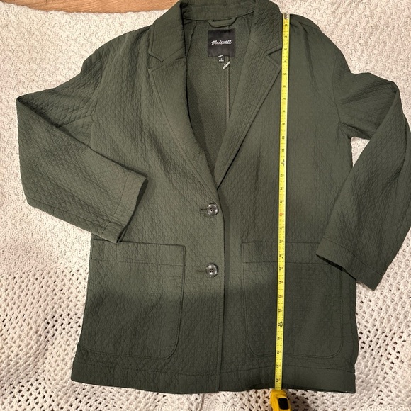 Madewell diamond jacquard shaw blazer olive green women's size small 100%Cotton - Picture 5 of 12